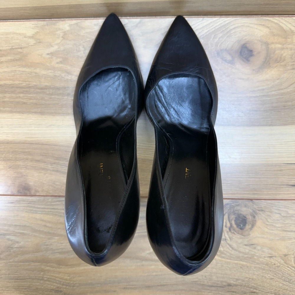 Saint Laurent Paris Pointed Toe Pumps Heel 7 EU 37 Black Leather Formal Business - Picture 8 of 10